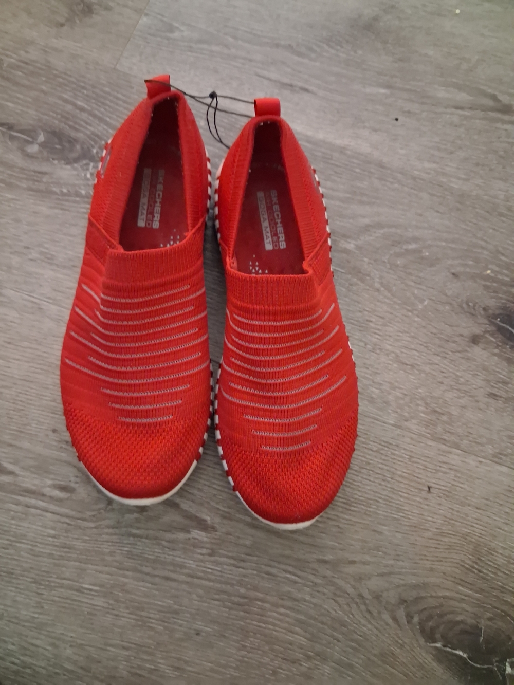 Skechers Red Slip-On Knit Sneakers
